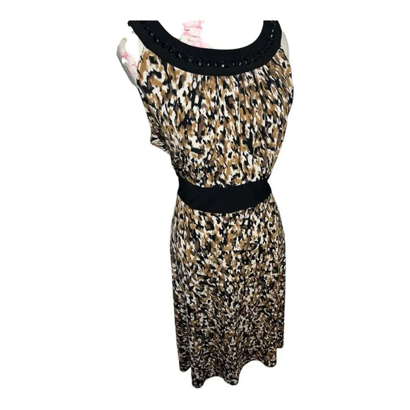 Perceptions New York Jeweled Neck Animal Print Dress Size 14 - Picture 3 of 10